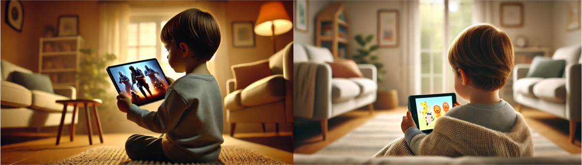 Image1: Child watching violent content vs. Child watching child-related content