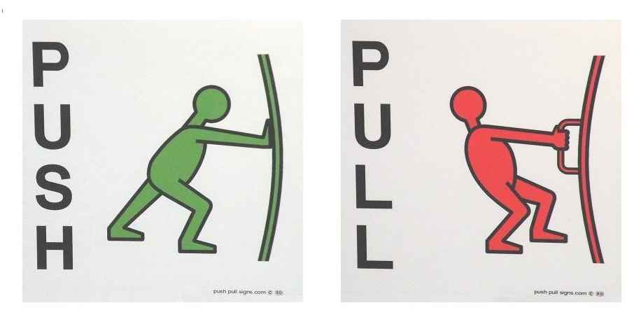 In everyday life, we often interact with contingent stimulus-response pairings. For instance, in the UK, USA, or Canada, door handles signal a “pull” response, whereas absent handles signal a “press” response. In everyday life, we often interact with contingent stimulus-response pairings. For instance, in the UK, USA, or Canada, door handles signal a “pull” response, whereas absent handles signal a “press” response.