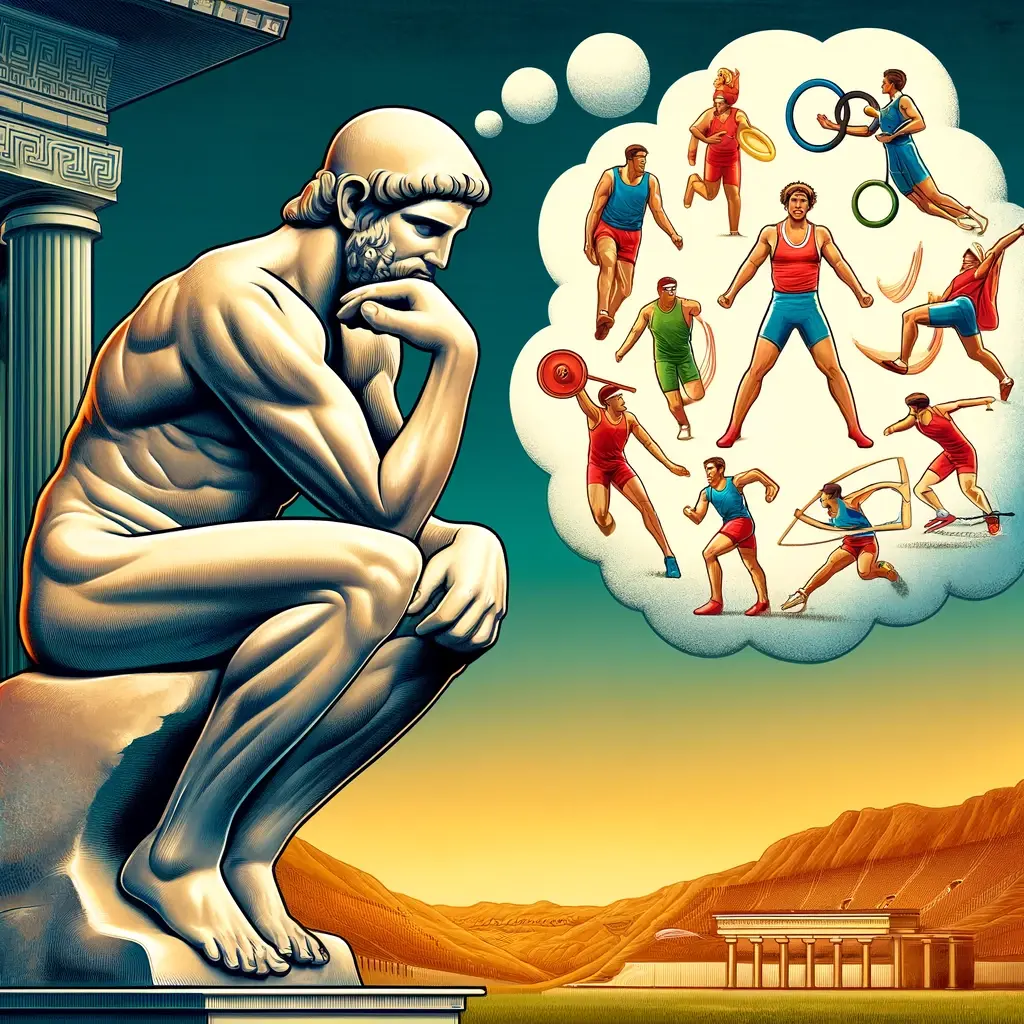 Image 1: Greek goddess thinking about the Olympic Games. Image 1: Greek goddess thinking about the Olympic Games.