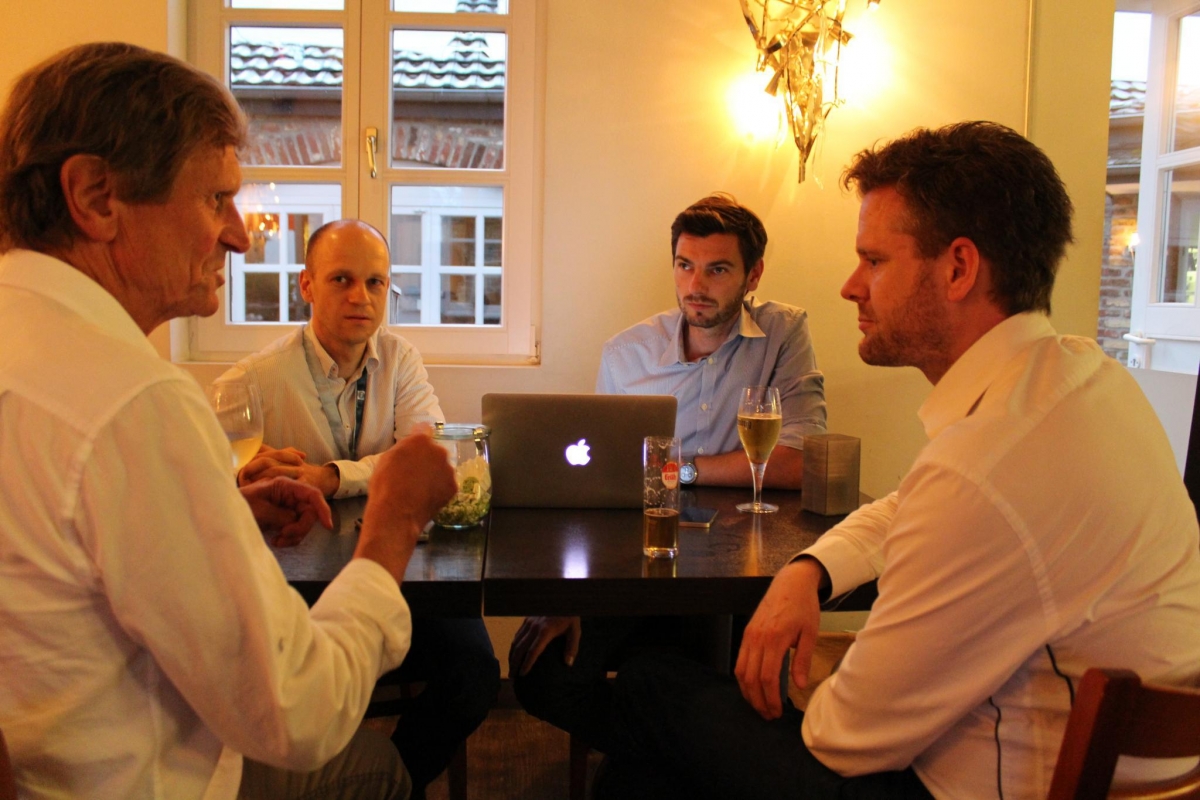 In-Mind Interview. From left to right: Klaus Fiedler, Jan Crusius, Oliver Genschow, Daniel Lakens (Picture from Alex Koch).